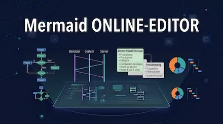 Mermaid Online-Editor – Erzeugen Sie mit einem Klick aus der Mermaid-Syntax Flussdiagramme, Sequenzdiagramme und Klassendiagramme sowie 21 weitere Diagrammtypen