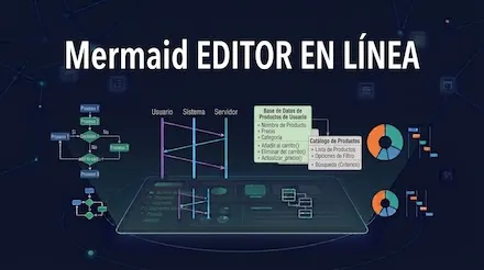 Editor en línea de Mermaid: genera con la sintaxis de Mermaid, en un solo clic, diagramas de flujo, diagramas de secuencia y diagramas de clases y otros 21 tipos de diagramas